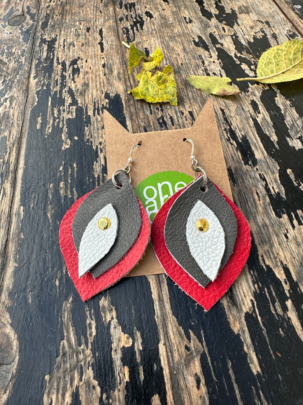 Recycled leather and sterling silver earrings
