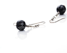 Load image into Gallery viewer, Antique Black Coral Silver-Inlaid Dangle Earrings
