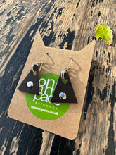 Load image into Gallery viewer, Recycled leather and sterling silver earrings
